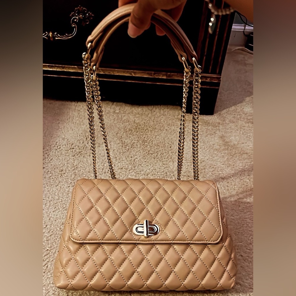 Tan Quilted Handbag